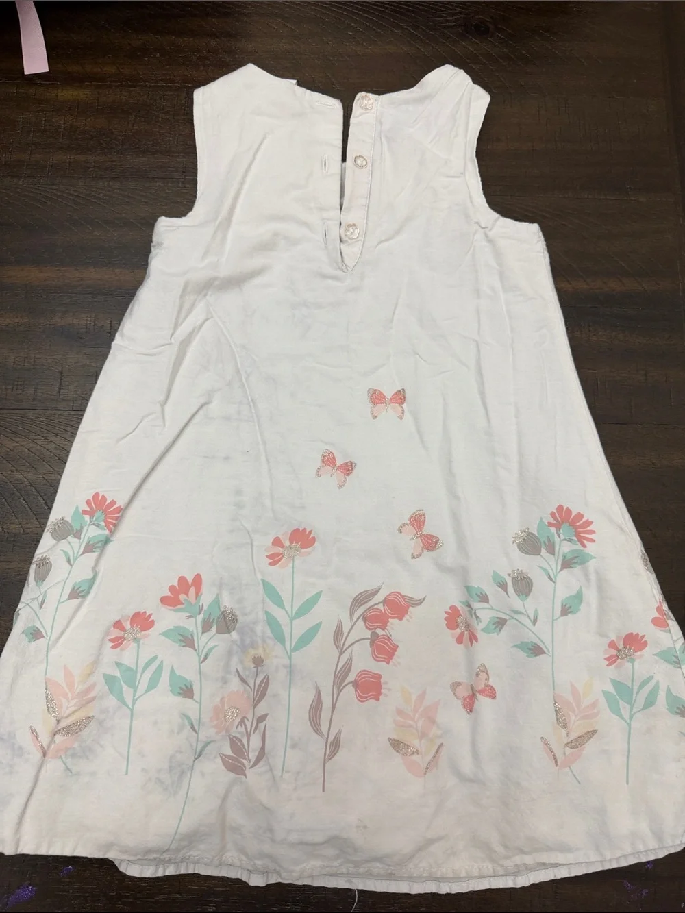 Gymboree Cream Sleeveless Dress with Pink & Mint Floral Print